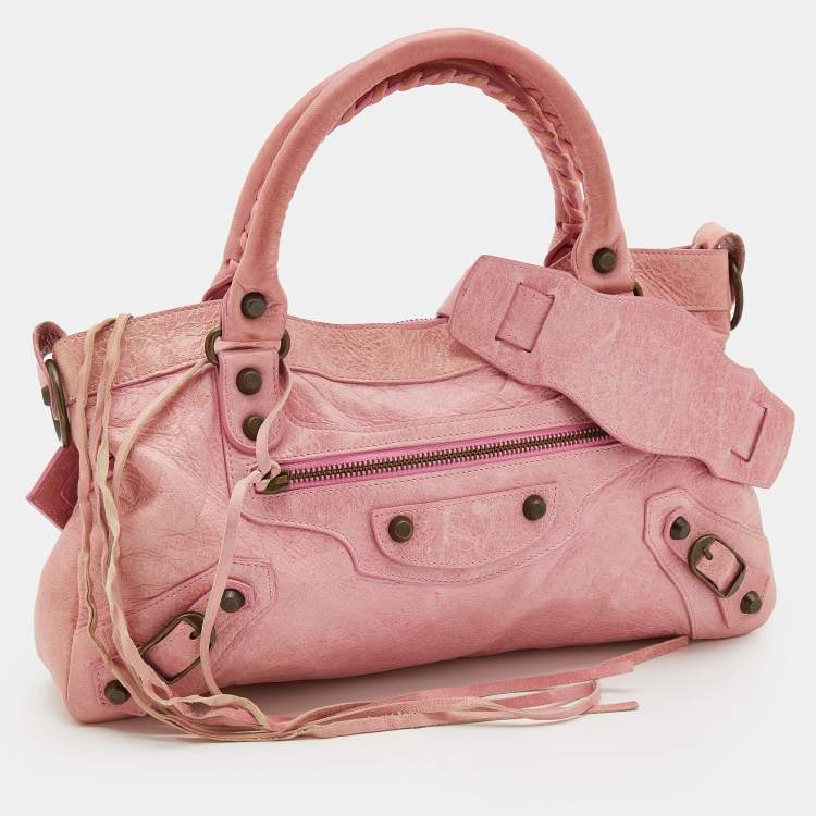 Pre Owned Balenciaga Pink Leather Classic First Tote