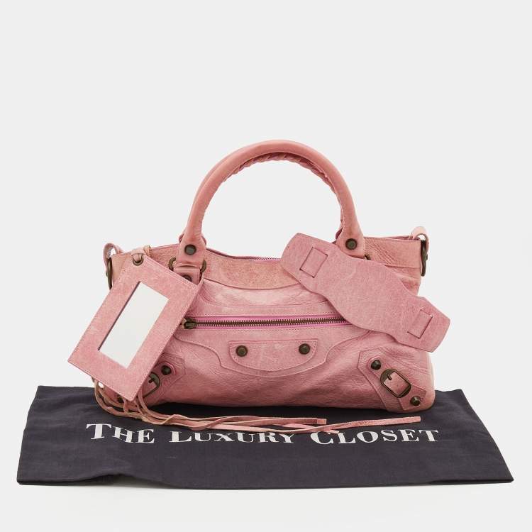 Pre Owned Balenciaga Pink Leather Classic First Tote