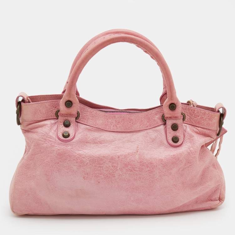 Pre Owned Balenciaga Pink Leather Classic First Tote