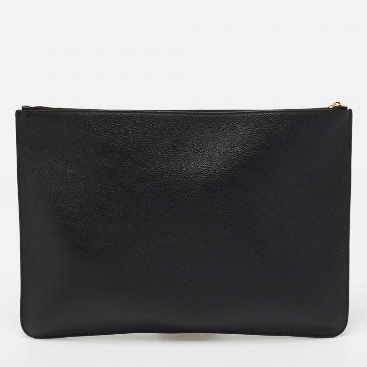 Pre Owned Balenciaga Black Leather Logo Pouch