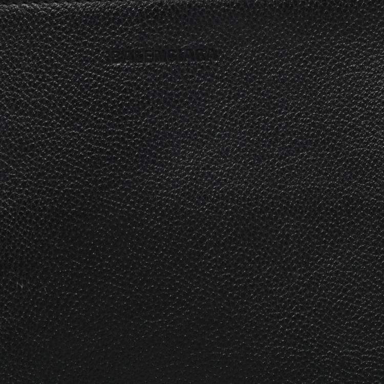 Pre Owned Balenciaga Black Leather Logo Pouch