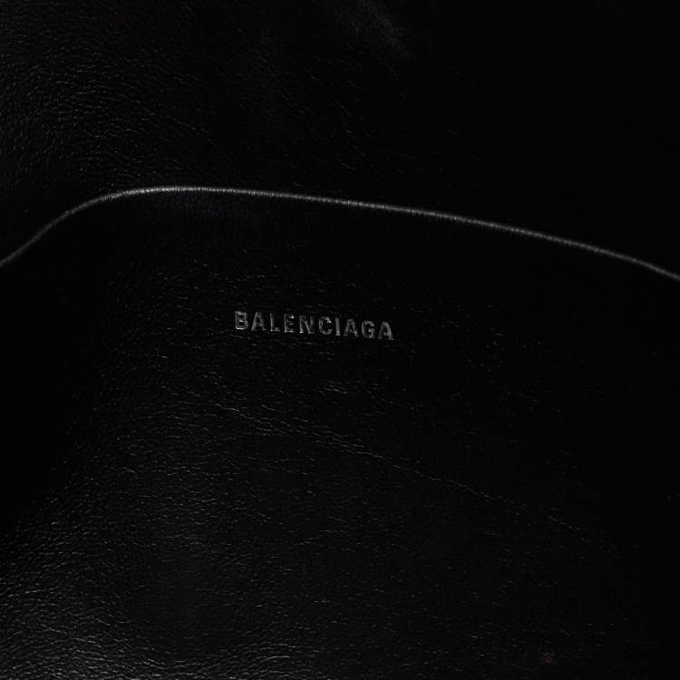 Pre Owned Balenciaga Black Leather Logo Pouch