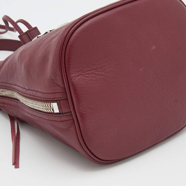 Pre Owned Balenciaga Burgundy Bordeaux Leather Papier Plate Bucket Bag