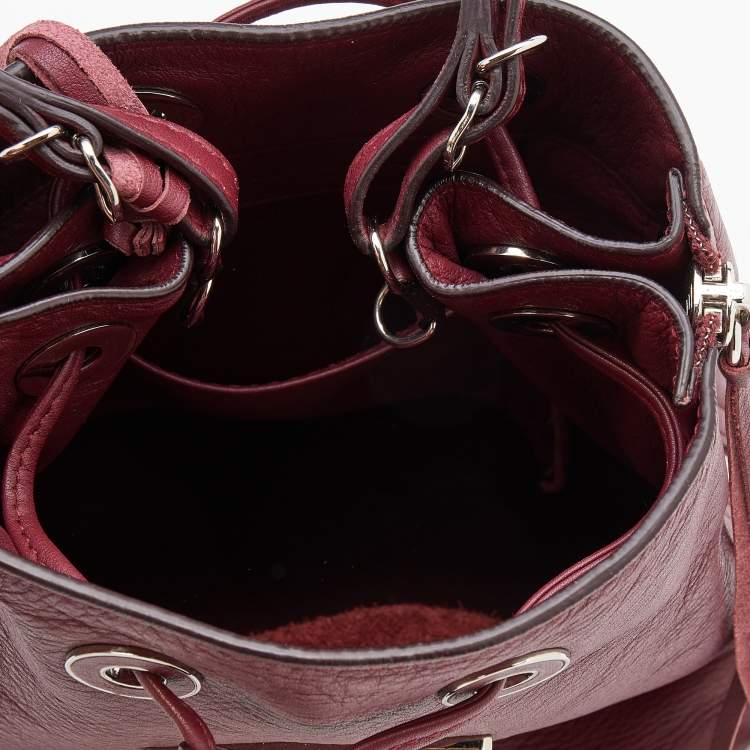 Pre Owned Balenciaga Burgundy Bordeaux Leather Papier Plate Bucket Bag