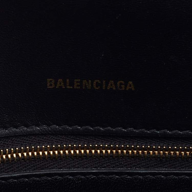 Pre Owned Balenciaga Black Croc Embossed Leather Small Hourglass Box Top Handle Bag