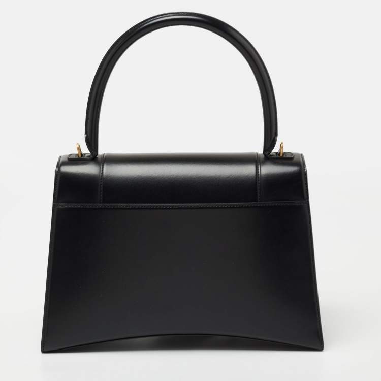 Pre Owned Balenciaga Black Leather Hourglass Top Handle Bag