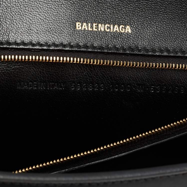 Pre Owned Balenciaga Black Leather Hourglass Top Handle Bag