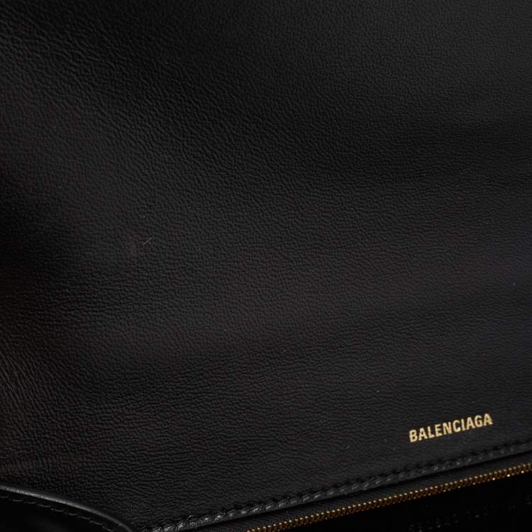 Pre Owned Balenciaga Black Leather Hourglass Top Handle Bag