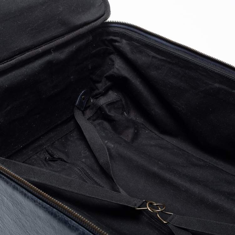 Pre Owned Balenciaga Navy Blue Leather Classic Hardware Voyage Carry On Trolley