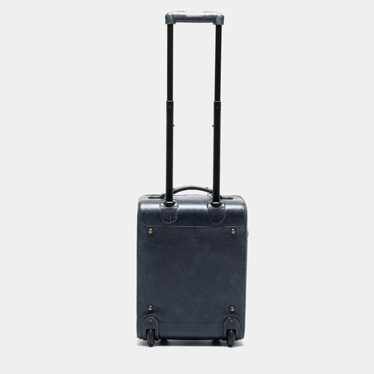 Pre Owned Balenciaga Navy Blue Leather Classic Hardware Voyage Carry On Trolley