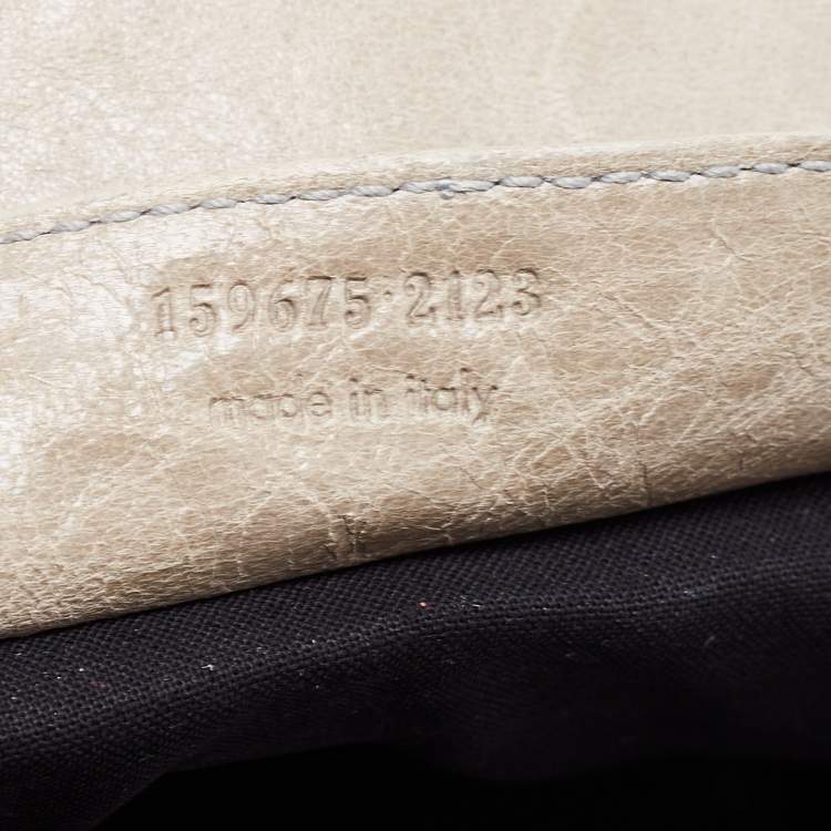 Pre Owned Balenciaga Grey Leather Motorcross Classic Oval Clutch 
