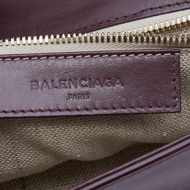 Pre Owned Balenciaga Burgundy Leather Top Handle Bag