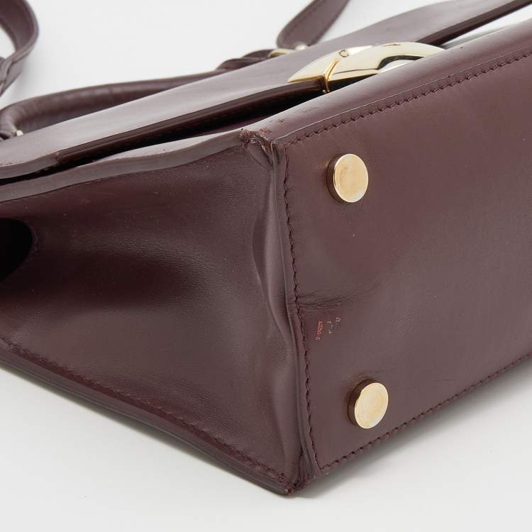 Pre Owned Balenciaga Burgundy Leather Top Handle Bag