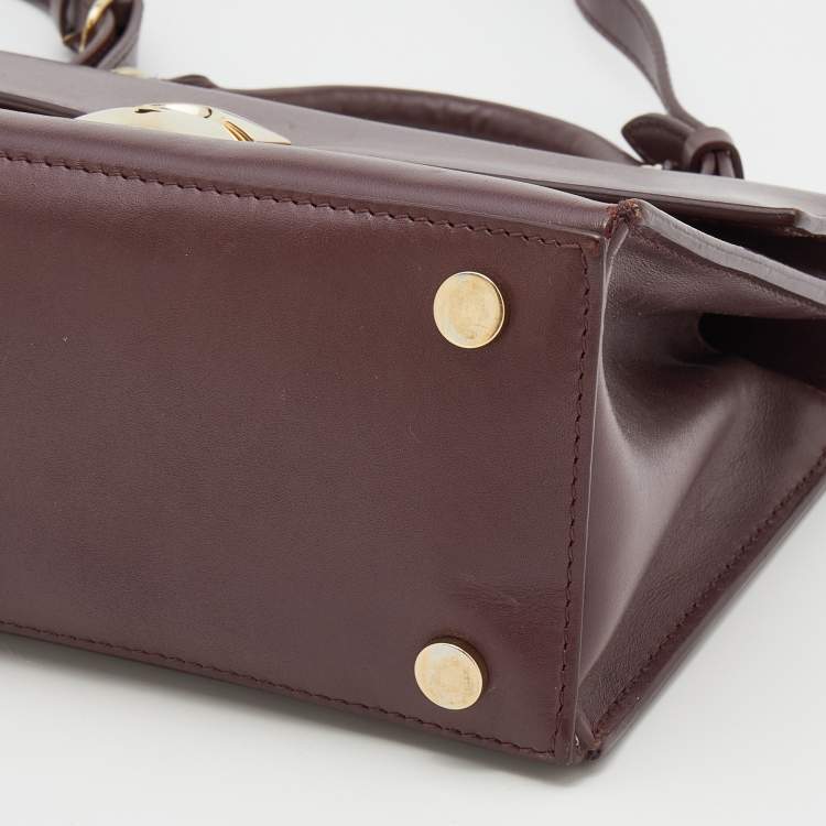 Pre Owned Balenciaga Burgundy Leather Top Handle Bag