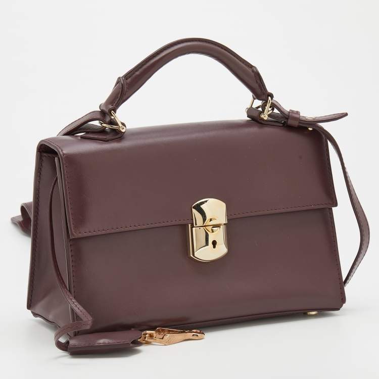 Pre Owned Balenciaga Burgundy Leather Top Handle Bag