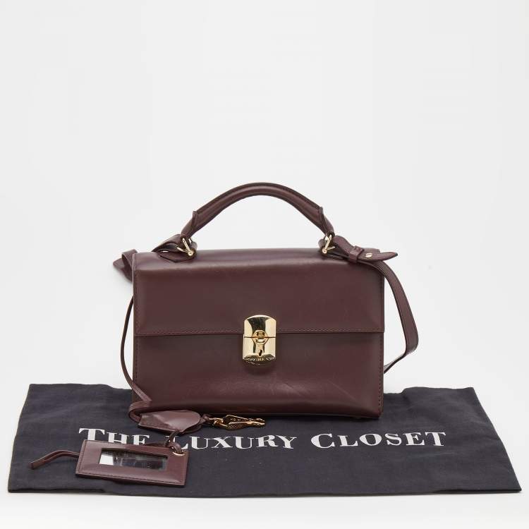 Pre Owned Balenciaga Burgundy Leather Top Handle Bag