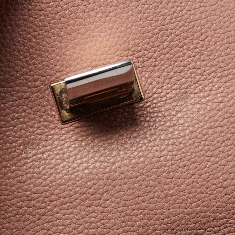 Pre Owned Balenciaga Peach Leather Le Dix Courrier Crossbody Bag