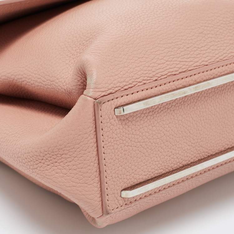 Pre Owned Balenciaga Peach Leather Le Dix Courrier Crossbody Bag