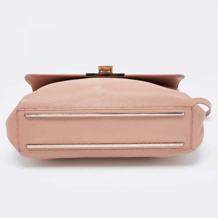 Pre Owned Balenciaga Peach Leather Le Dix Courrier Crossbody Bag