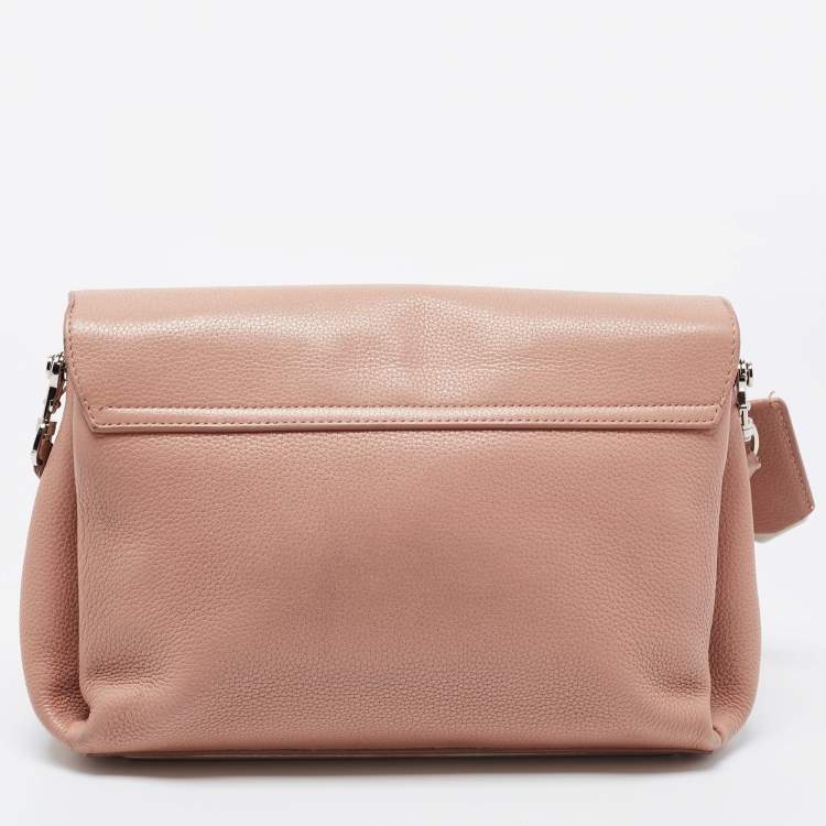 Pre Owned Balenciaga Peach Leather Le Dix Courrier Crossbody Bag