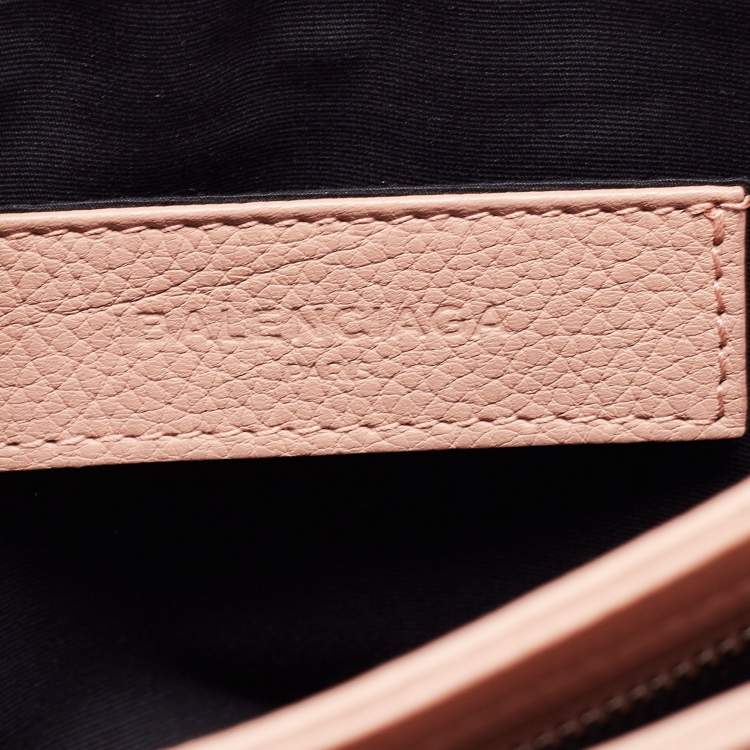 Pre Owned Balenciaga Peach Leather Le Dix Courrier Crossbody Bag