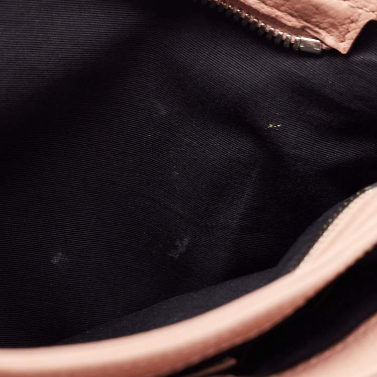 Pre Owned Balenciaga Peach Leather Le Dix Courrier Crossbody Bag