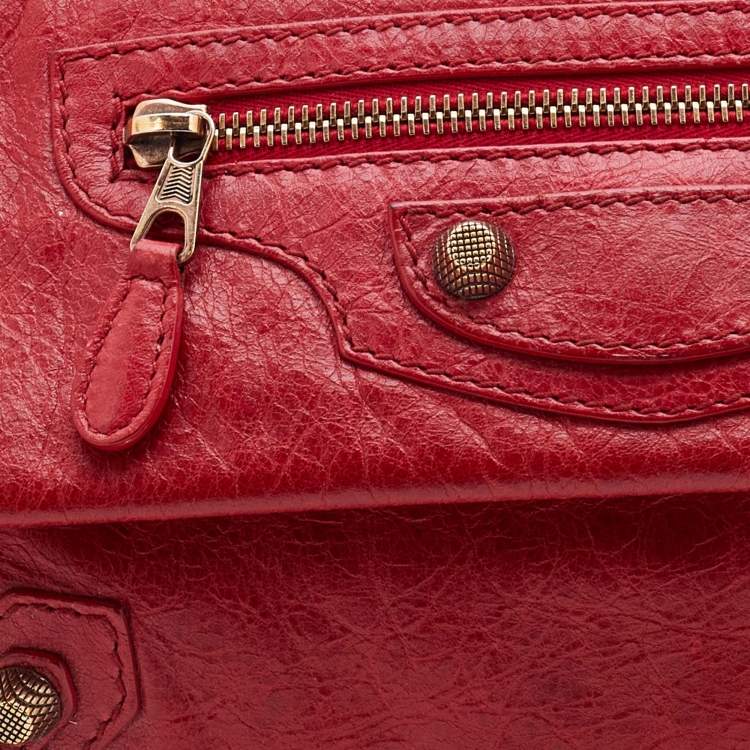 Pre Owned Balenciaga Red Leather Giant 12 GGH Envelope Clutch