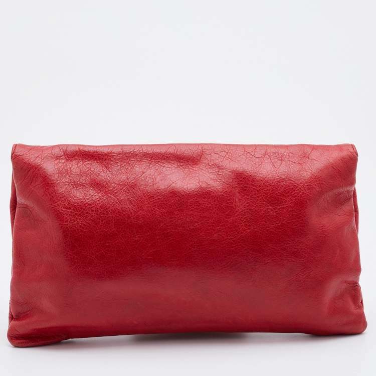 Pre Owned Balenciaga Red Leather Giant 12 GGH Envelope Clutch