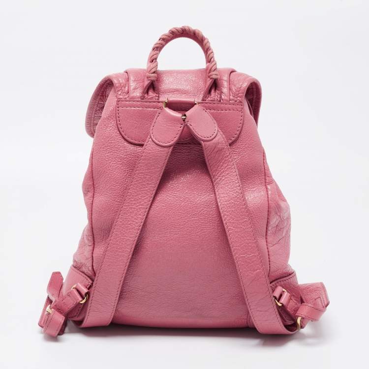 Pre Owned Balenciaga Rose Hortensia Leather Giant 12 Gold Classic Traveller Backpack
