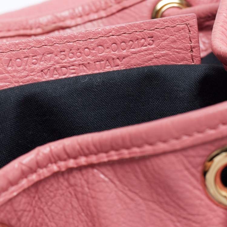 Pre Owned Balenciaga Rose Hortensia Leather Giant 12 Gold Classic Traveller Backpack