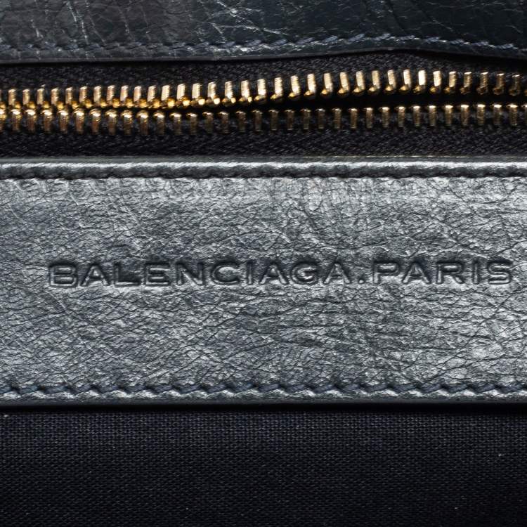 Pre Owned Balenciaga Anthracite Leather GGH Envelope Strap Clutch Bag