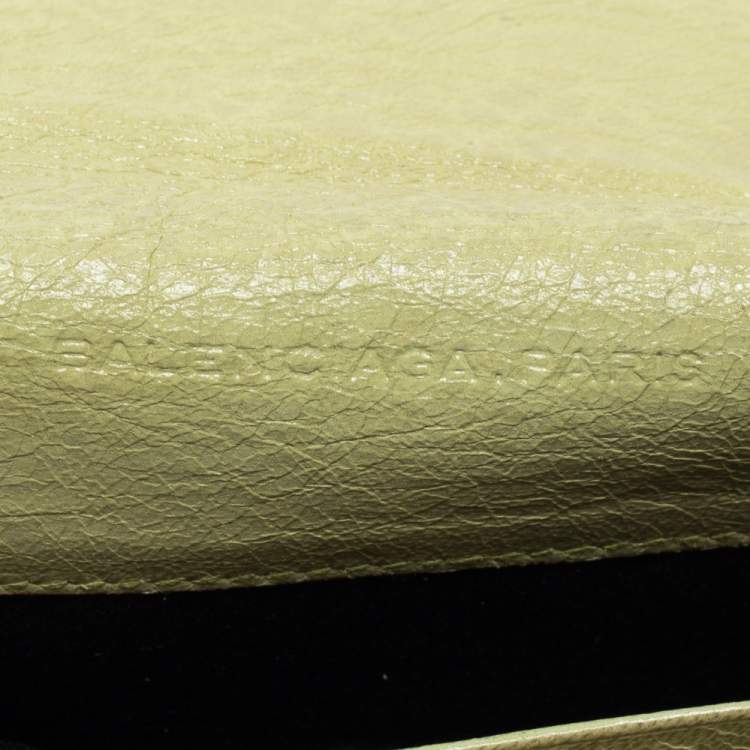 Pre Owned Balenciaga Apple Green Leather Giant 12 Silver Money Wallet