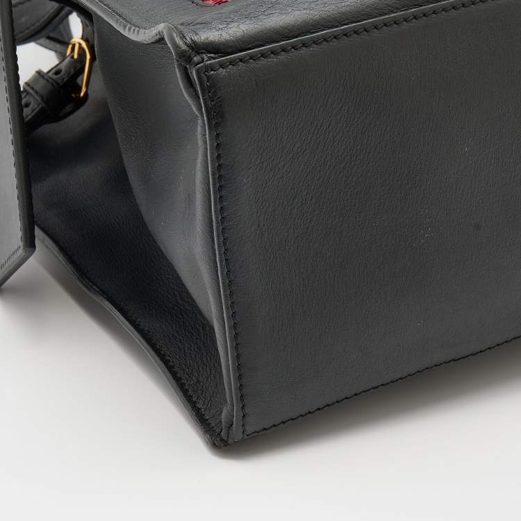 Pre Owned Balenciaga Black/Burgundy Leather and Python Padlock All Afternoon Tote