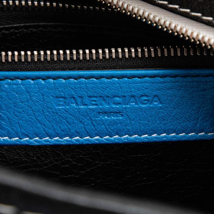 Pre Owned Balenciaga Tricolor Striped Leather Small Bazar Shopper Tote