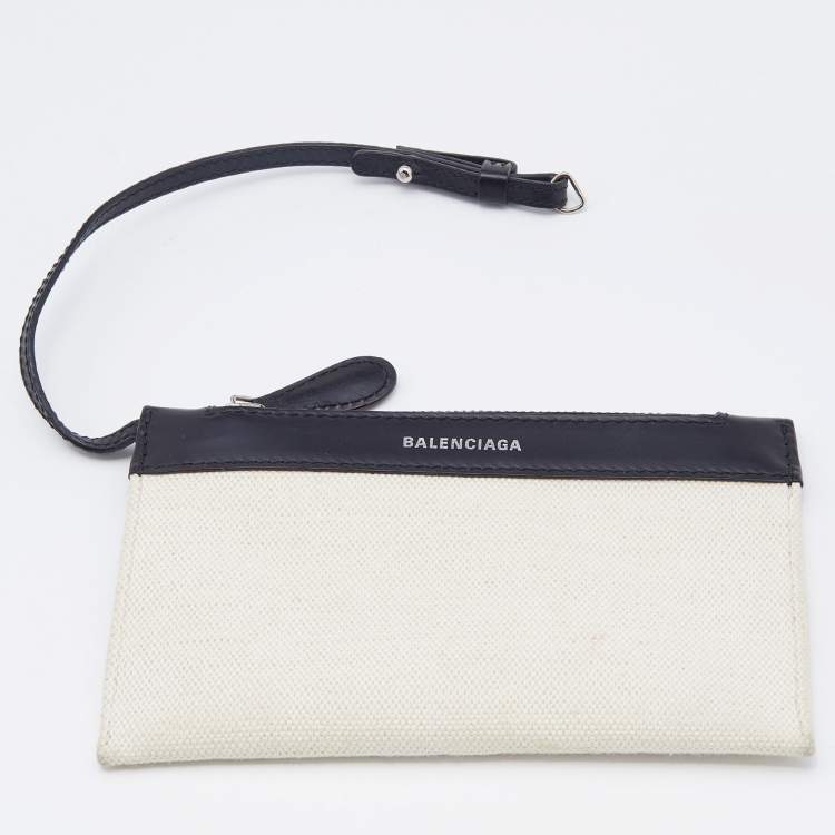 Pre Owned Balenciaga Black/Beige Leather and Canvas XS Cabas Tote