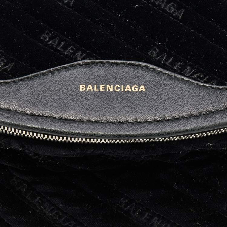 Pre Owned Balenciaga Black Velvet and Leather Souvenir Belt Bag