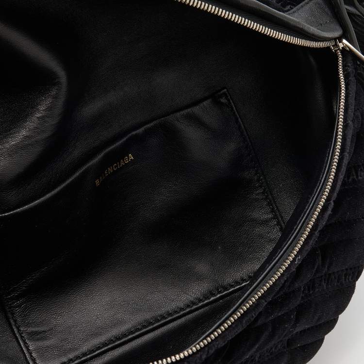 Pre Owned Balenciaga Black Velvet and Leather Souvenir Belt Bag