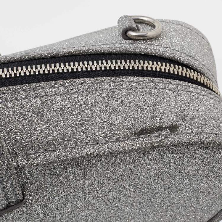 Pre Owned Balenciaga Silver Glitter XS Triangle Duffle Shoulder Bag