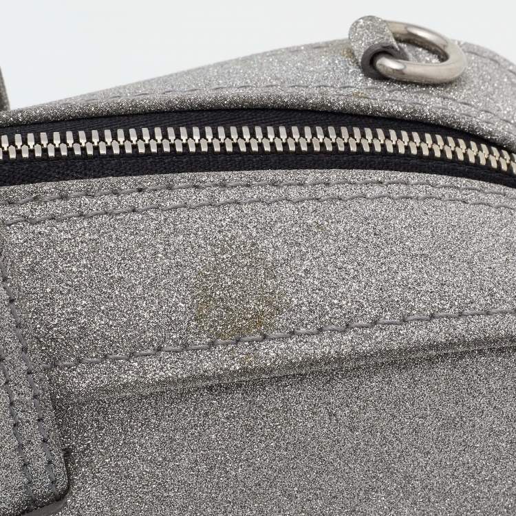 Pre Owned Balenciaga Silver Glitter XS Triangle Duffle Shoulder Bag