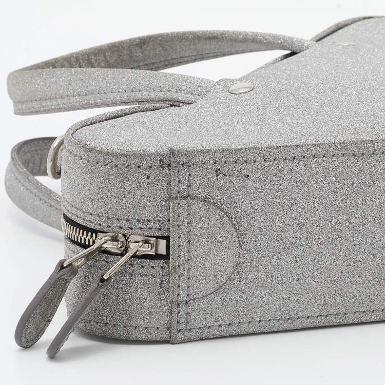 Pre Owned Balenciaga Silver Glitter XS Triangle Duffle Shoulder Bag