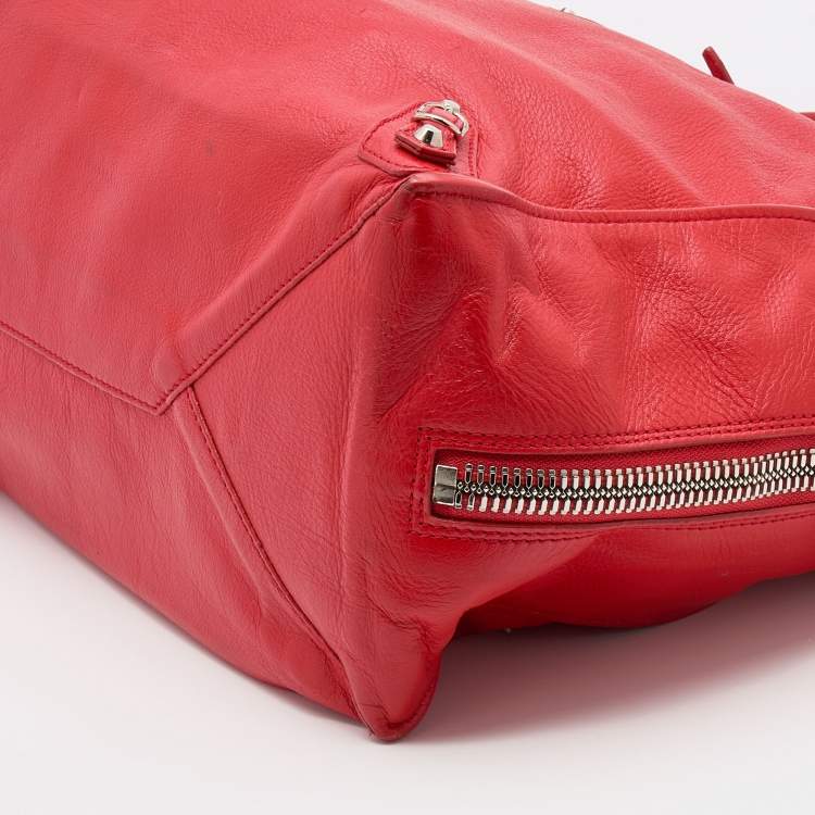 Pre Owned Balenciaga Red Leather Papier A4 Tote 