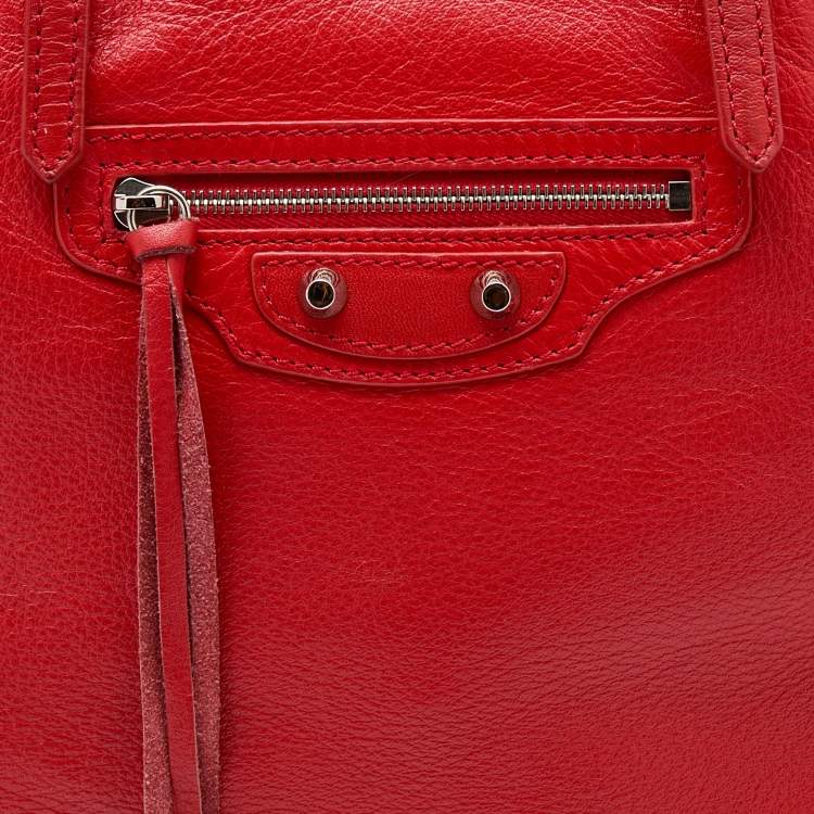 Pre Owned Balenciaga Red Leather Papier A4 Tote 