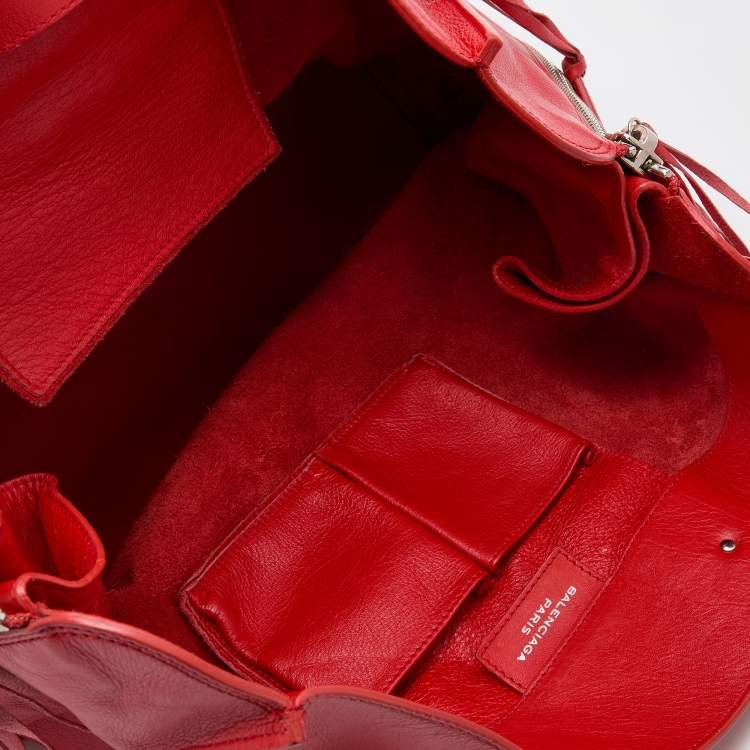 Pre Owned Balenciaga Red Leather Papier A4 Tote 