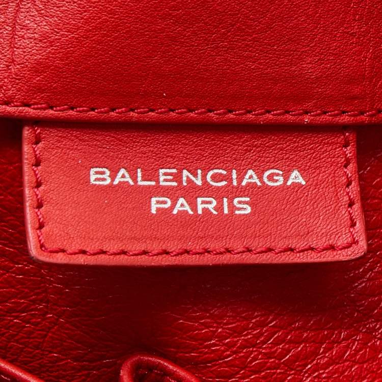 Pre Owned Balenciaga Red Leather Papier A4 Tote 