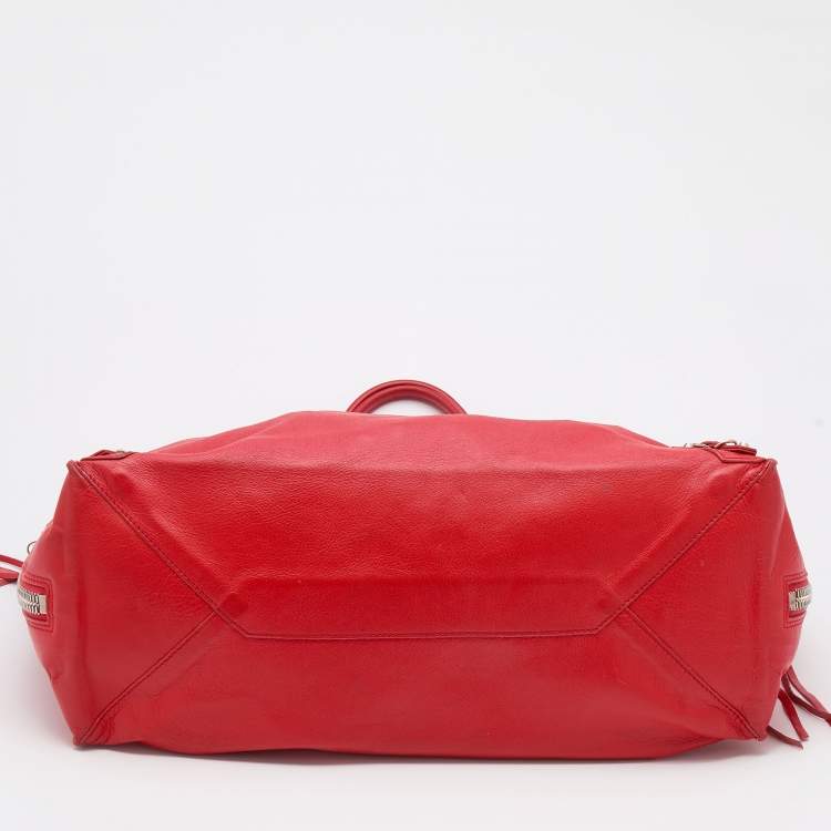 Pre Owned Balenciaga Red Leather Papier A4 Tote 