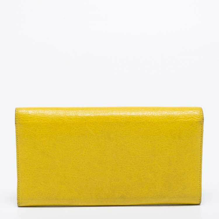 Pre Owned Balenciaga Curry Leather City Flap Continental Wallet