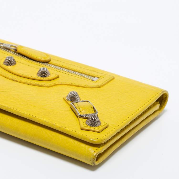 Pre Owned Balenciaga Curry Leather City Flap Continental Wallet