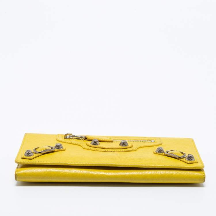 Pre Owned Balenciaga Curry Leather City Flap Continental Wallet