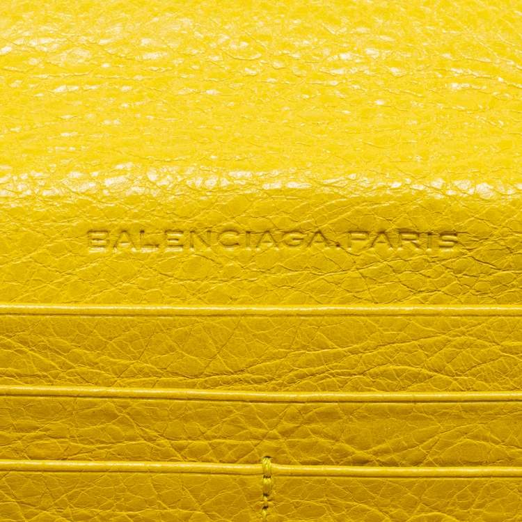 Pre Owned Balenciaga Curry Leather City Flap Continental Wallet