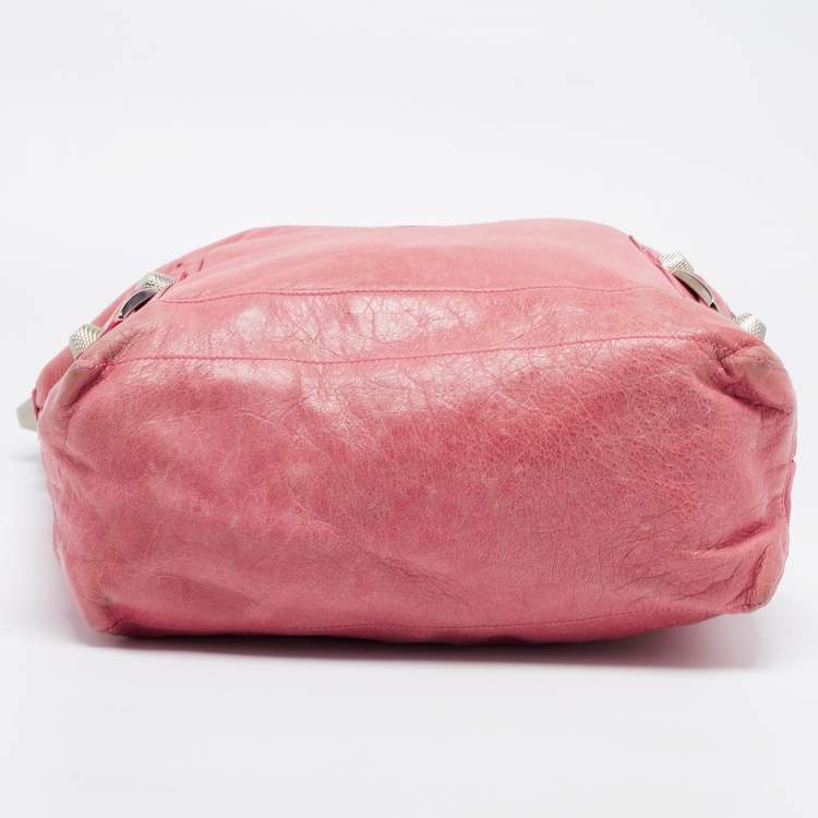 Pre Owned Balenciaga Light Pink Leather GSH Day Hobo